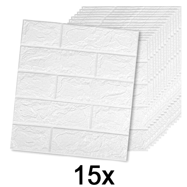 3x (5 парчиња) Самолеплива тапета во 3D со дизајн на тули | BRICKSBY